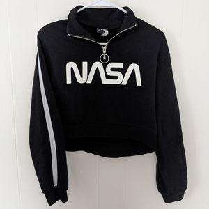 Divided h&m Black Nasa crop sweatshirt zip up XS